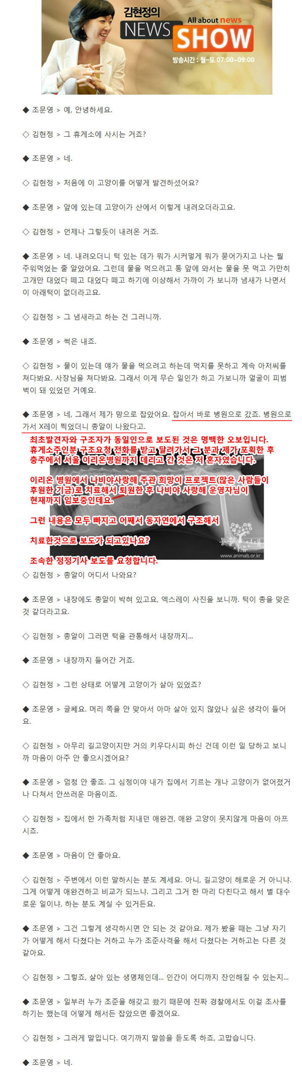 총맞은 고양이 오보에 대한 유감