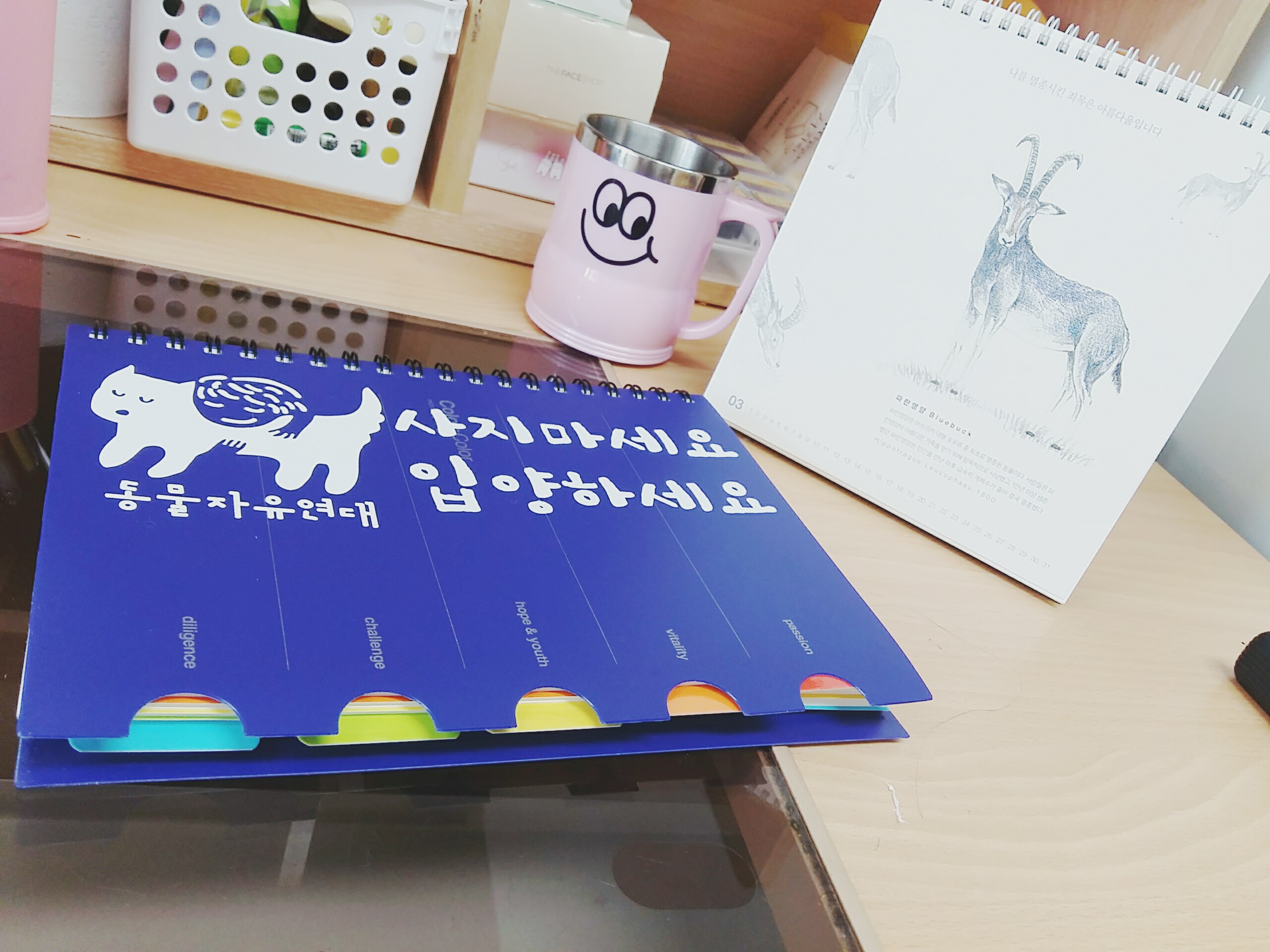 공책에다 붙였어요!