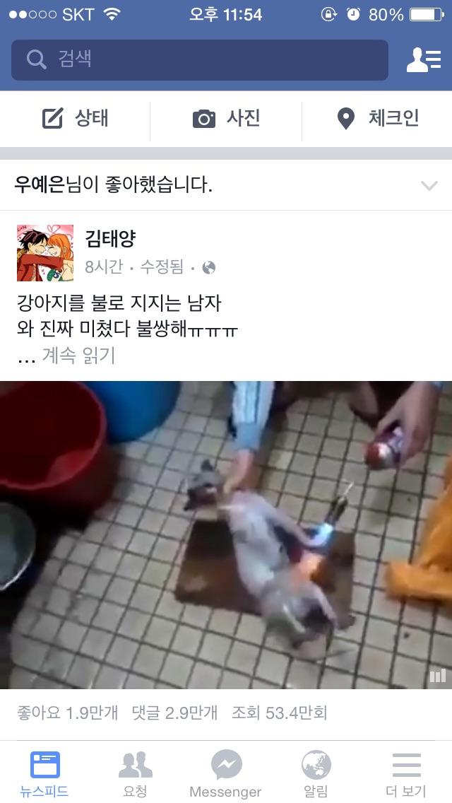페이스북에 강아지산채로 불태우는거 돌아다니고 있습니다